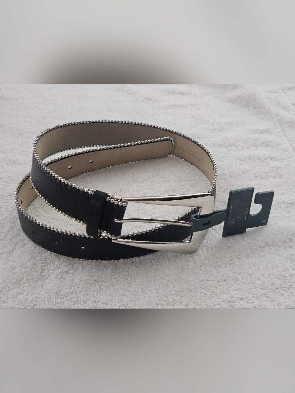 Wild Fable Black Faux Leather Studded Beaded Ball Chain Edge Punk Belt Size S